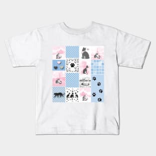 Cat Lovers Patchwork Pattern Kids T-Shirt